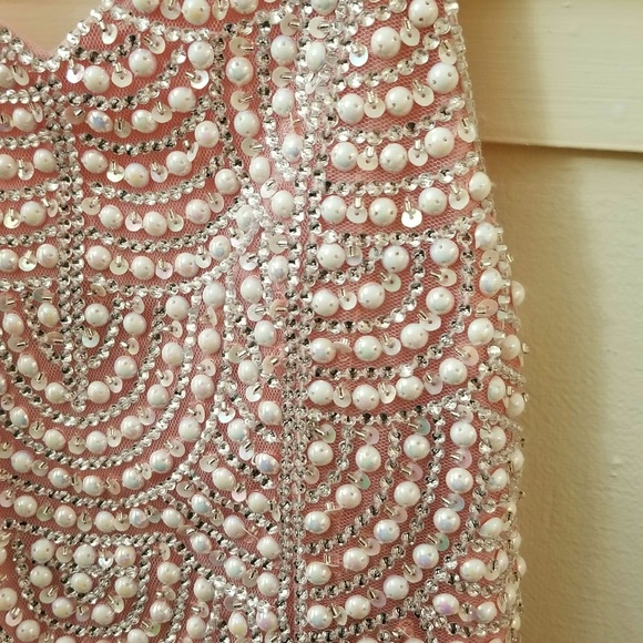 Pink Beaded and Jeweled Prom Formal Dress - Picture 3 of 4